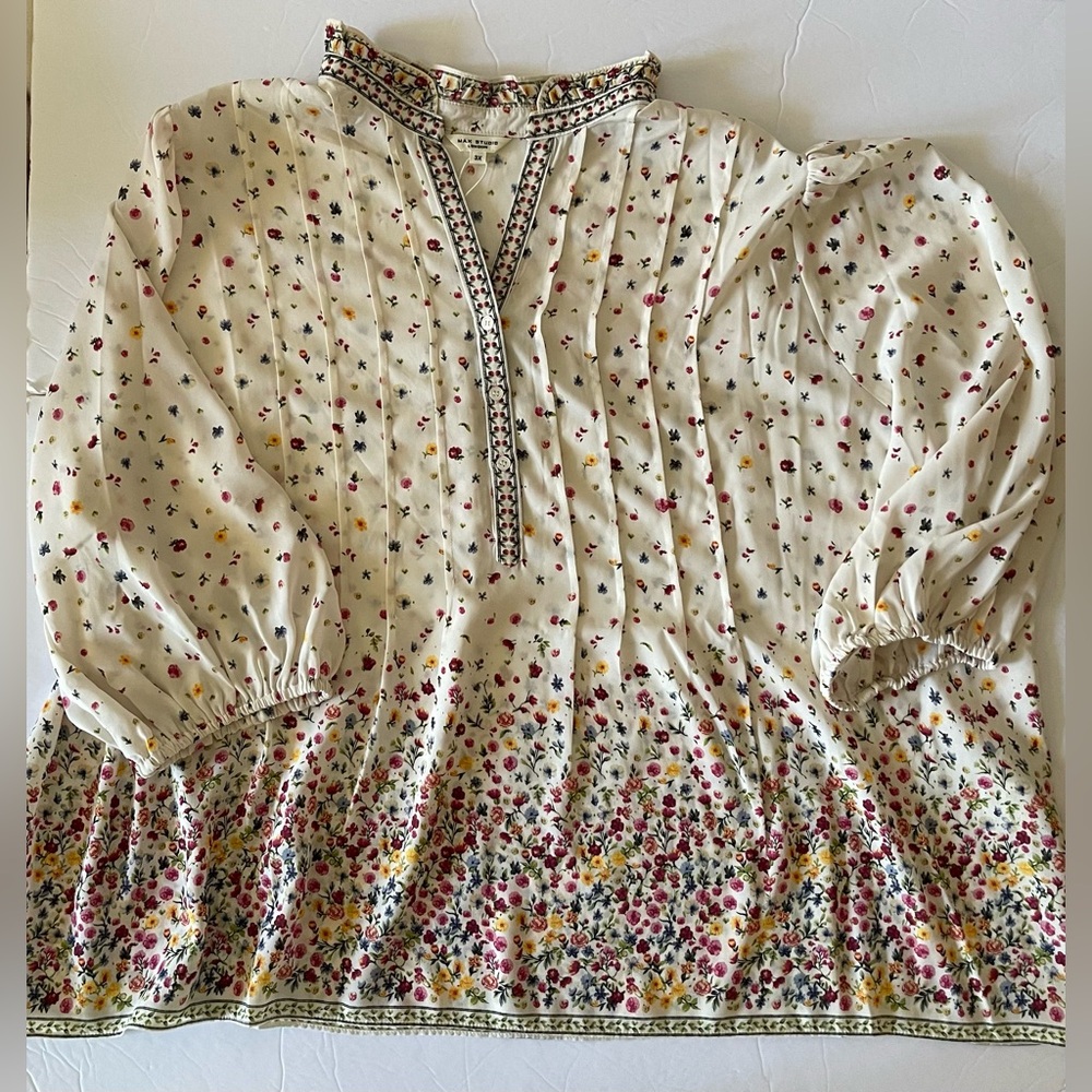 NWT women's plus size floral blouse MaxStudio London (3X) MSRP $128